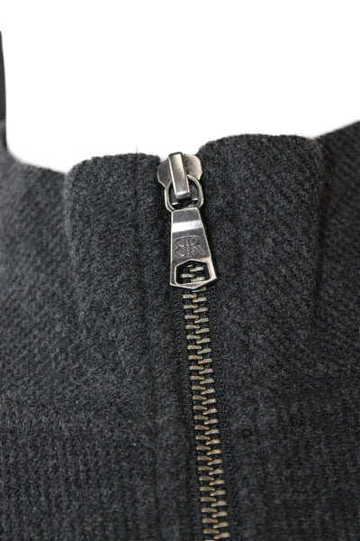 Banana Republic Mens Pullover Mock Neck Dark Gray Zip Sweater Size L