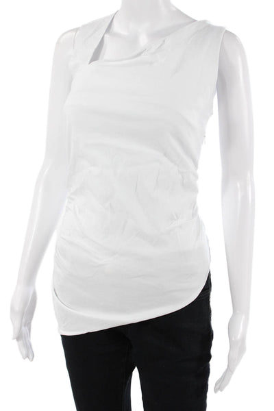 Zara Womens Basic White Sleeveless Zip Tank Size M