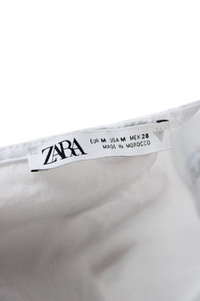 Zara Womens Basic White Sleeveless Zip Tank Size M