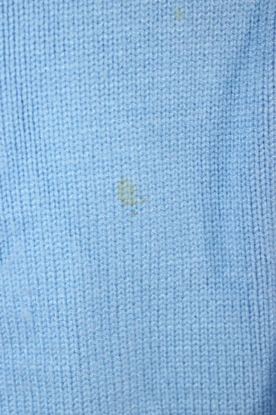 Zara Women Pullover Sweater Blue Crewneck Longsleeve Button 90s Polyester Size S