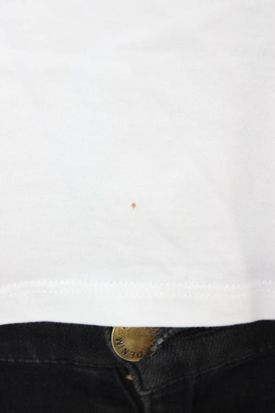 Zara Women Basic Crew Neck White Cotton Blend Short Sleeve T-Shirt Size S