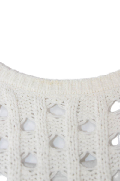 Zara Women Cropped Sleeveless Bohemian Button Round Neck Top White Size M
