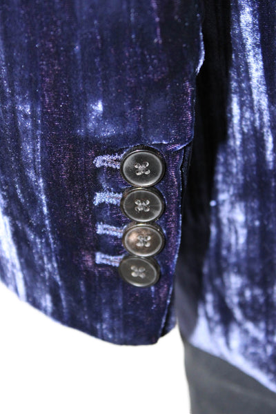 Zara Womens Dark Blue Collared Long Sleeve Blazer Viscose Silk Classic Size XS