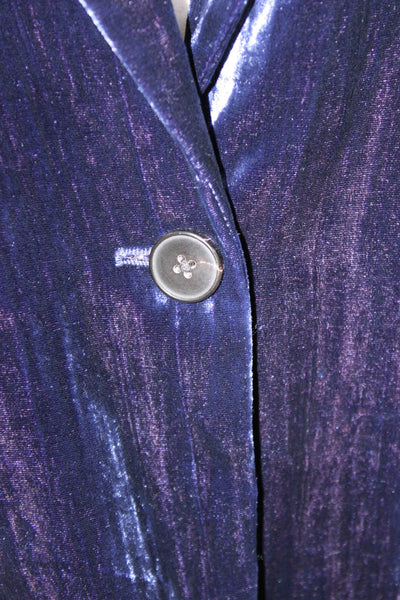 Zara Womens Dark Blue Collared Long Sleeve Blazer Viscose Silk Classic Size XS