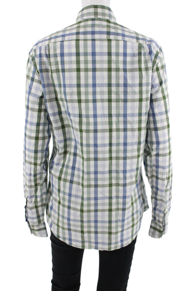 J Crew Mens Button-Down Collared Blue Check Long Sleeve Shirt Size S