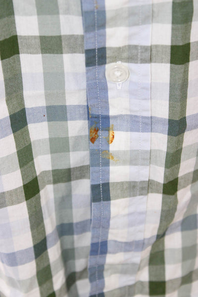 J Crew Mens Button-Down Collared Blue Check Long Sleeve Shirt Size S