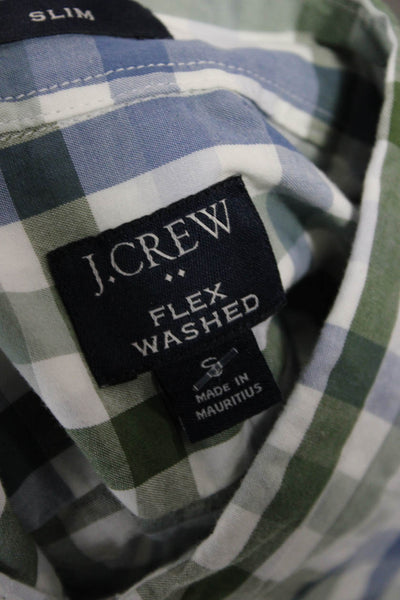 J Crew Mens Button-Down Collared Blue Check Long Sleeve Shirt Size S