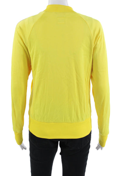 Adidas Unisex Yellow Striped Bomber Jacket Windbreaker Zip Crew Neck Size S