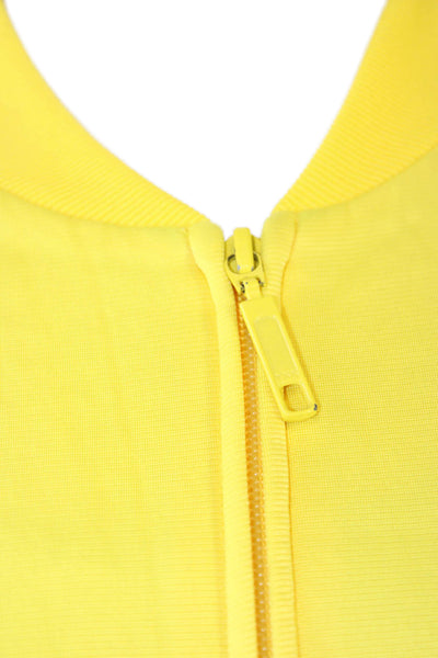 Adidas Unisex Yellow Striped Bomber Jacket Windbreaker Zip Crew Neck Size S