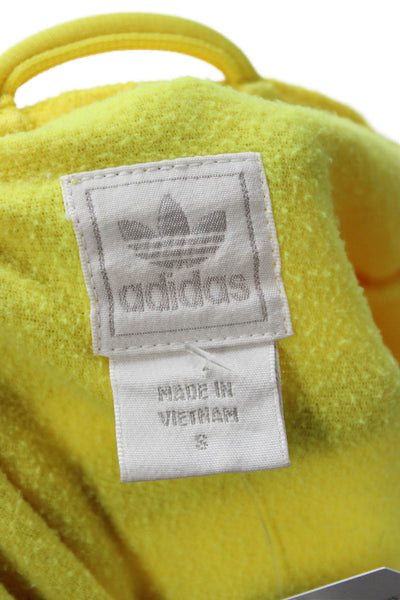 Adidas Unisex Yellow Striped Bomber Jacket Windbreaker Zip Crew Neck Size S
