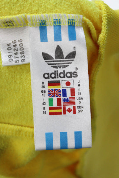 Adidas Unisex Yellow Striped Bomber Jacket Windbreaker Zip Crew Neck Size S