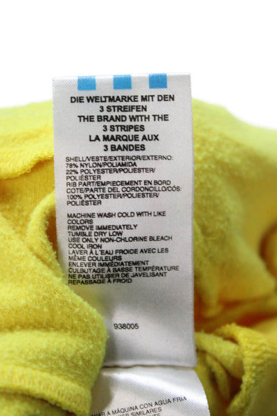 Adidas Unisex Yellow Striped Bomber Jacket Windbreaker Zip Crew Neck Size S