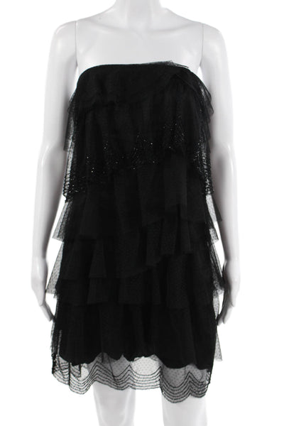 Sandro Womens Mini Dress Black Sleeveless Hook & Eye Polyester Size 1