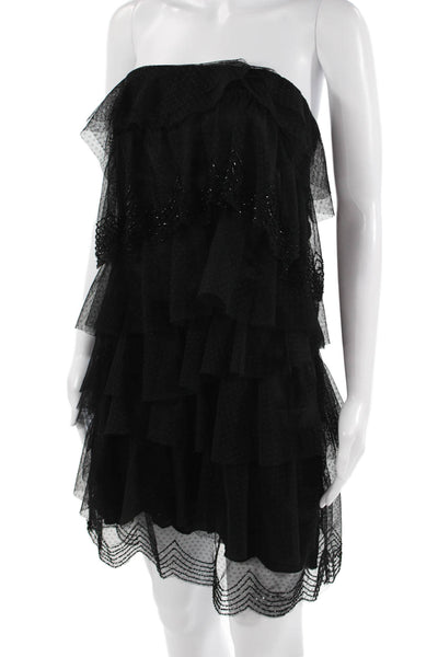 Sandro Womens Mini Dress Black Sleeveless Hook & Eye Polyester Size 1