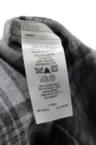 French Connection Womens Shirt Dress Blue Plaid V-Neck Short Sleeve Size 4