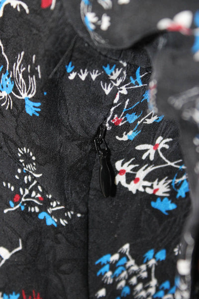 Veronica Beard Women Mini Shift Dress Black Silk Floral Long Sleeve Size 2
