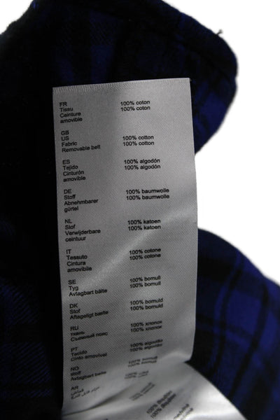 Maje Womens A-Line Shirt Dress Black Plaid High Neck Long Sleeve Cotton Size 1
