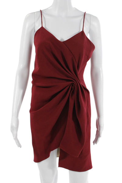Zeta Womens Slip Dress Red V-Neck Sleeveless Polyester Short Size 2