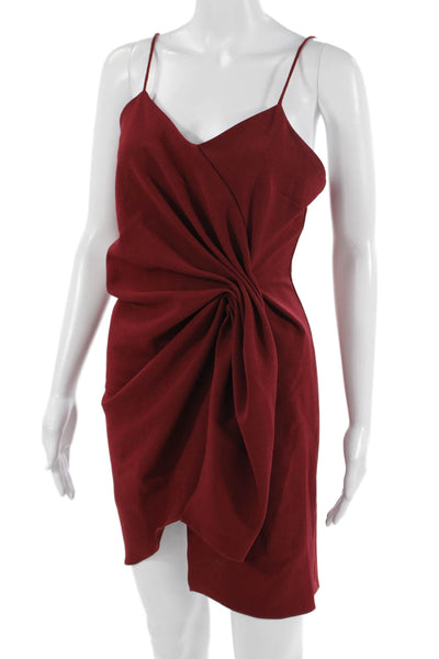 Zeta Womens Slip Dress Red V-Neck Sleeveless Polyester Short Size 2