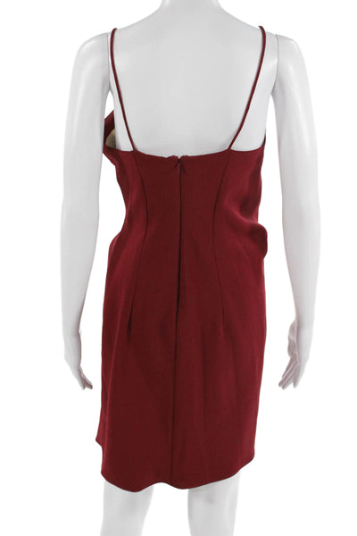 Zeta Womens Slip Dress Red V-Neck Sleeveless Polyester Short Size 2