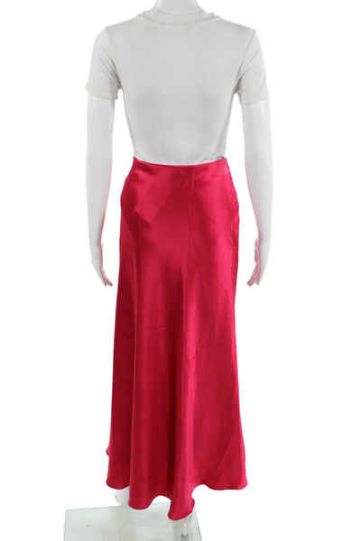Zara Women A-Line Maxi Skirt Red Polyester Size S