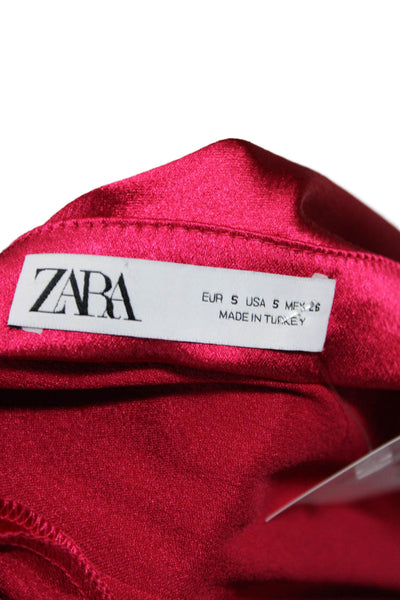 Zara Women A-Line Maxi Skirt Red Polyester Size S