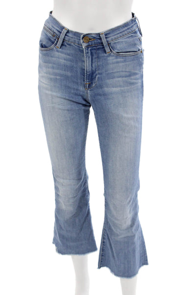 Frame Women Cropped Flared Light Blue High Waist Jeans Size 24