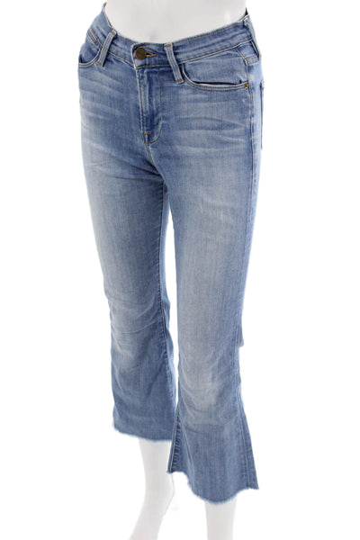 Frame Women Cropped Flared Light Blue High Waist Jeans Size 24