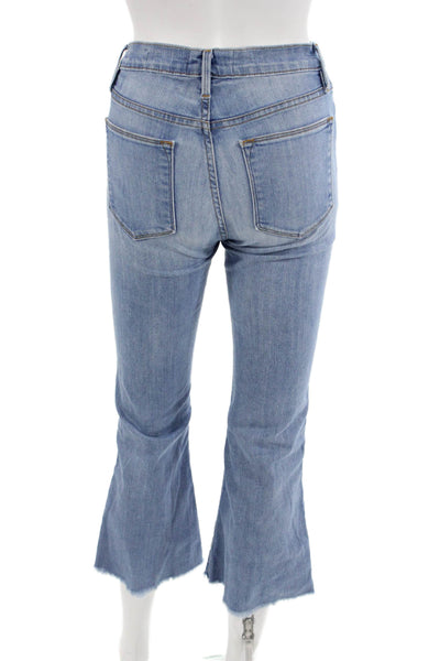 Frame Women Cropped Flared Light Blue High Waist Jeans Size 24