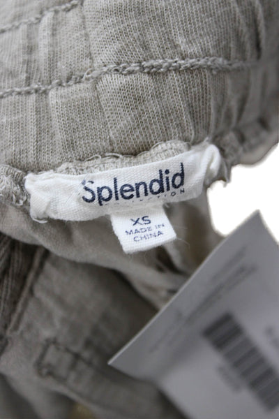 Splendid Women Cropped Jogger Pants Beige Drawstring Lyocell Linen Size XS