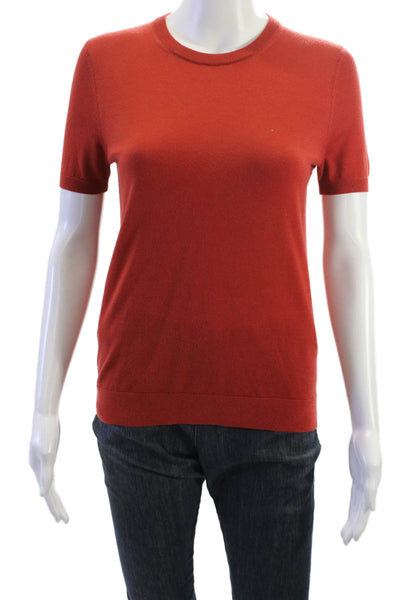 Boss Hugo Boss Women Basic T-Shirt Red Wool Short Sleeve Size S