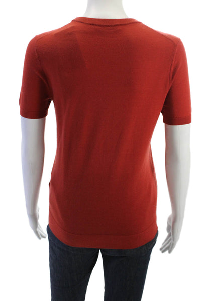 Boss Hugo Boss Women Basic T-Shirt Red Wool Short Sleeve Size S