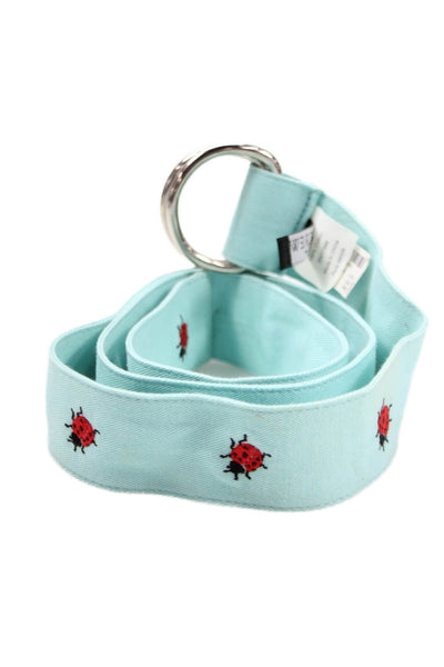 J Crew Womens Lady Bug Print Belt Sky Blue Cotton Size Small/Medium