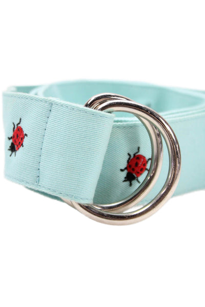 J Crew Womens Lady Bug Print Belt Sky Blue Cotton Size Small/Medium