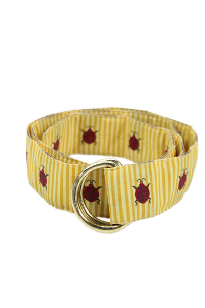 J. Mclaughlin Womens Striped Lady Bug Print Gold Tone Belt Yellow Size Medium