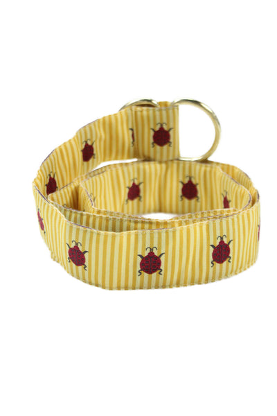 J. Mclaughlin Womens Striped Lady Bug Print Gold Tone Belt Yellow Size Medium