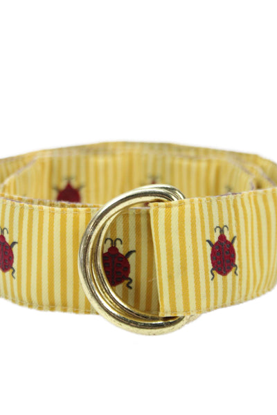 J. Mclaughlin Womens Striped Lady Bug Print Gold Tone Belt Yellow Size Medium