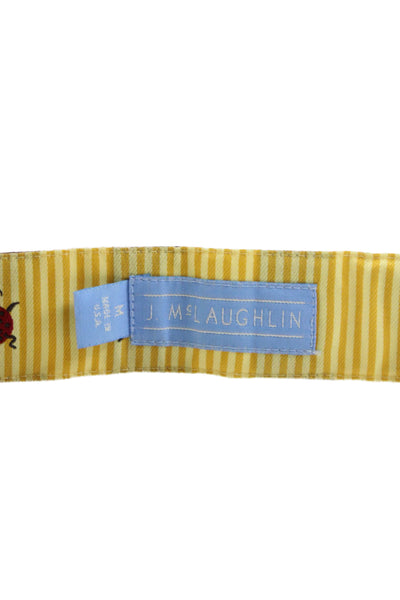 J. Mclaughlin Womens Striped Lady Bug Print Gold Tone Belt Yellow Size Medium
