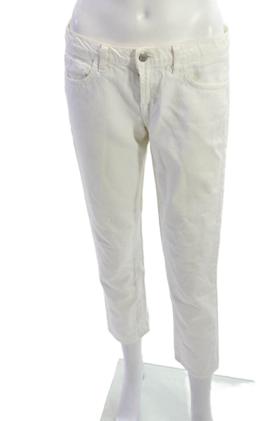 J Brand Women White Ankle Cropped Jeans Low Rise Button Closure Size 27