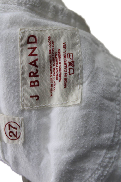 J Brand Women White Ankle Cropped Jeans Low Rise Button Closure Size 27