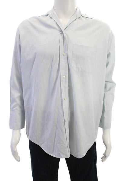 Vince Womens Button Down Long Sleeves Shirt Sky Blue Cotton Size Small