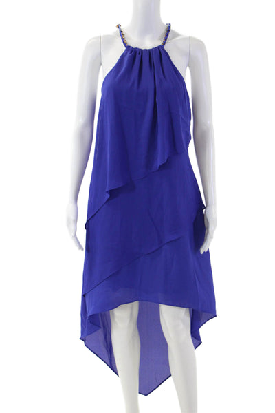 Laundry by Shelli Segal Womens Trapeze Dress Blue High Neck Sleeveless Size 4