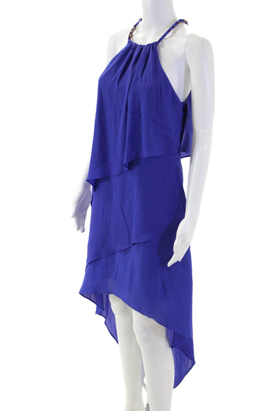 Laundry by Shelli Segal Womens Trapeze Dress Blue High Neck Sleeveless Size 4