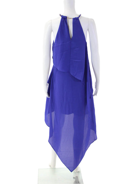 Laundry by Shelli Segal Womens Trapeze Dress Blue High Neck Sleeveless Size 4