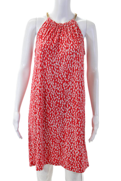 Michael Michael Kors Women Red Animal Print Shift Tank Dress Size S