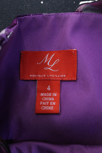 Monique Lhuillier Women Sheath Dress Purple Sleeveless Round Neck Size 4