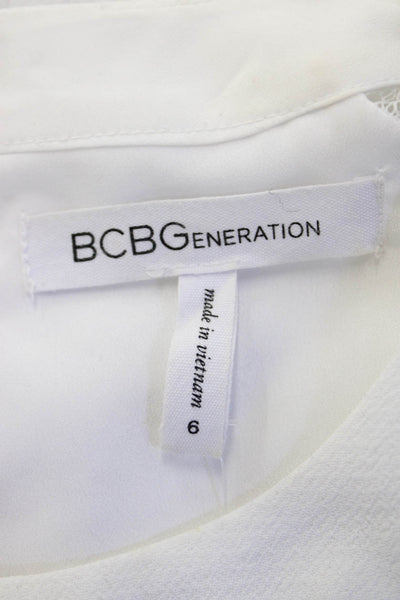 BCBGeneration Women Fit & Flare Dress Sleeveless White Knee-Length Size 6
