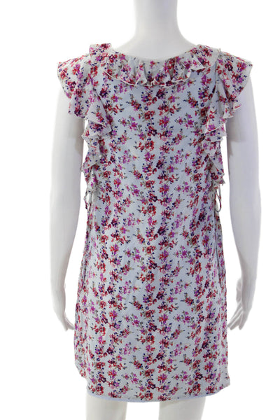 Club Monaco Women Light Blue Floral Shift Sundress V-Neck Sleeveless Size 0