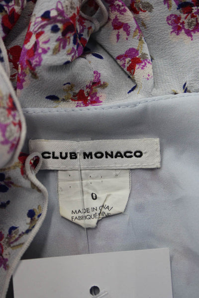 Club Monaco Women Light Blue Floral Shift Sundress V-Neck Sleeveless Size 0