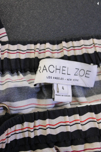 Rachel Zoe Women Beige Silk Striped Cold Shoulder Jumpsuit Short Sleeve Size 4